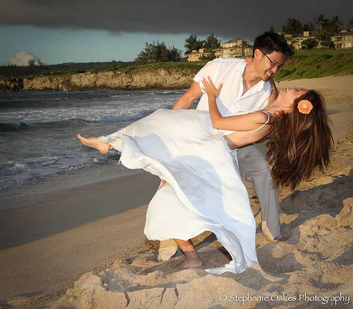 Dipping on beach